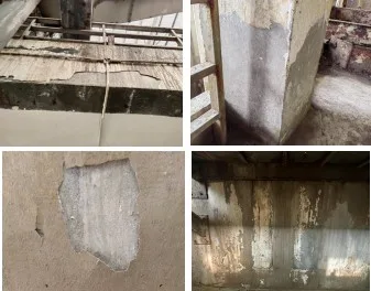 图6 卤碱氛围对混凝土墙面的腐蚀破坏